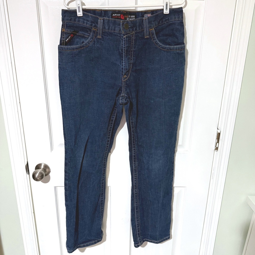 Ariat FR M4 Low Rise Straight Leg Jeans Mens 33x30 Blue Flame Resistant CAT 2